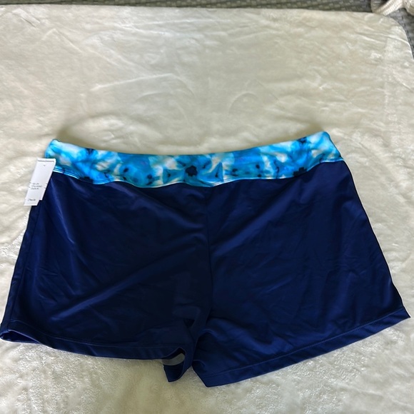 Blue Swim Shorts with Tie-Dye Waistband - Picture 2 of 8